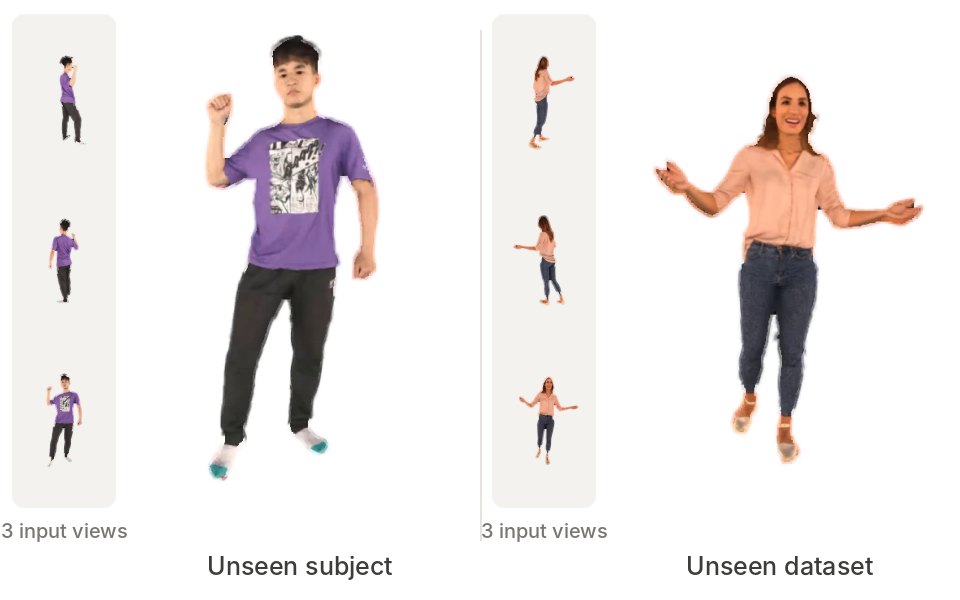 GHG: sparse input views and novel views for two unseen people